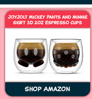 JoyJolt Mickey Pants and Minnie Skirt 3D 2oz Espresso Cups