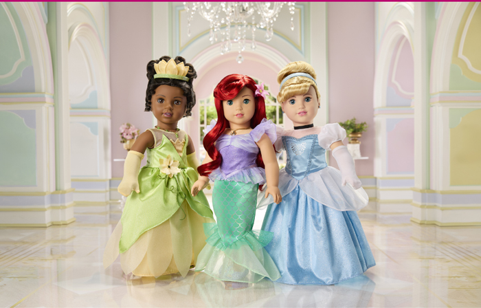Princesses Tiana, Ariel, and Cinderella