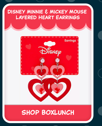 Disney Minnie & Mickey Mouse Layered Heart Earrings