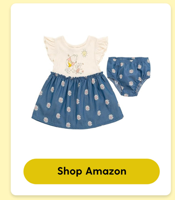 Disney Winnie the Pooh Floral Chambray Dress and Diaper Cover Outfit Set