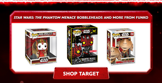Star Wars: The Phantom Menace Funko POPI Collection: POP Star Wars: Darth Maul (Retro), POP Deluxe: Amidala on Throne, POP Star Wars: Jar Jar Binks