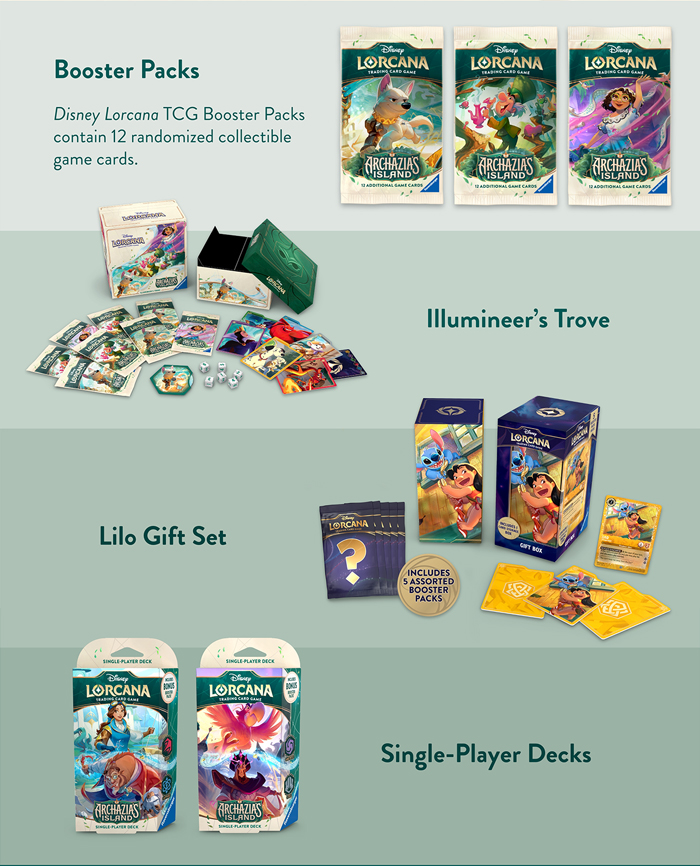Disney Lorcana TCG Booster Packs contain 12 randomized collectible game cards