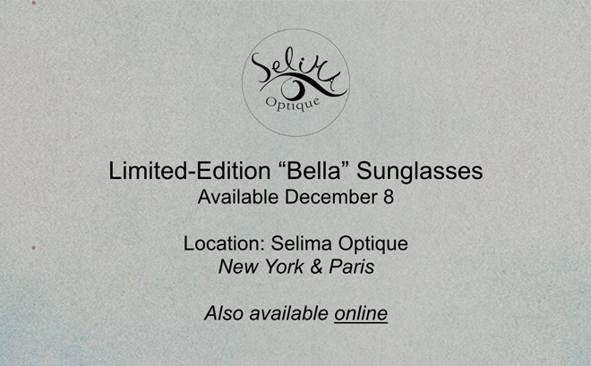 Available December 8 | Selima Optique | New York & Paris. Also available online