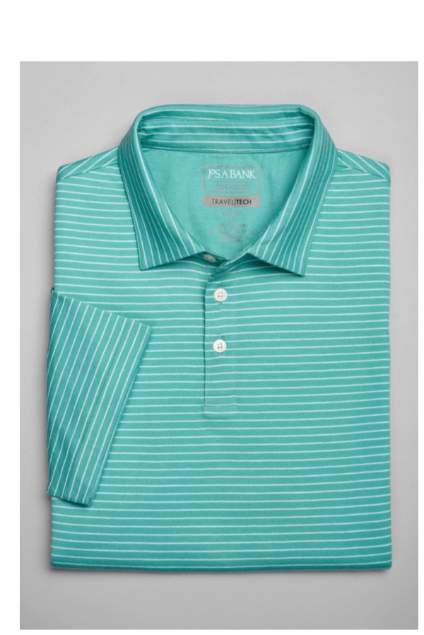 Travel Tech Tailored Fit Stripe Polo