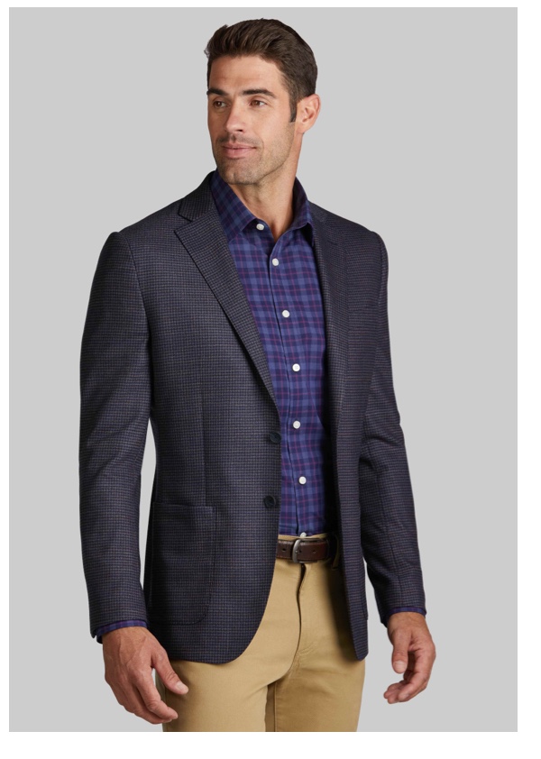 Travel Tech Slim Fit 3/8 Lining Check Pattern Sportcoat