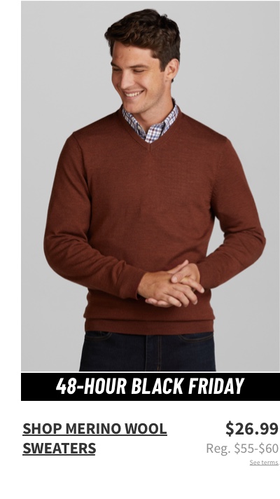 man in rust sweater Shop Merino Wool Sweaters $26.99