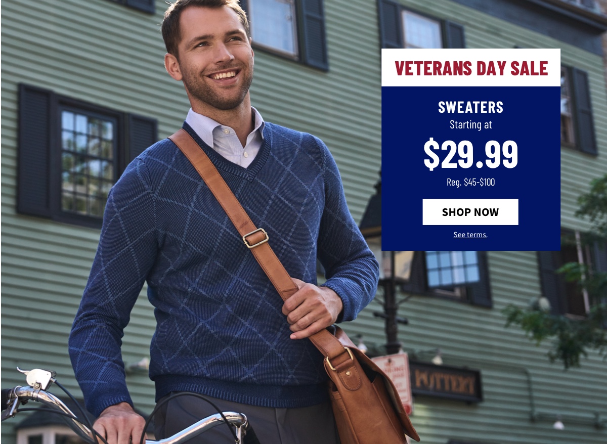 man blue sweater brown crossbody Sweaters Starting at $29.99