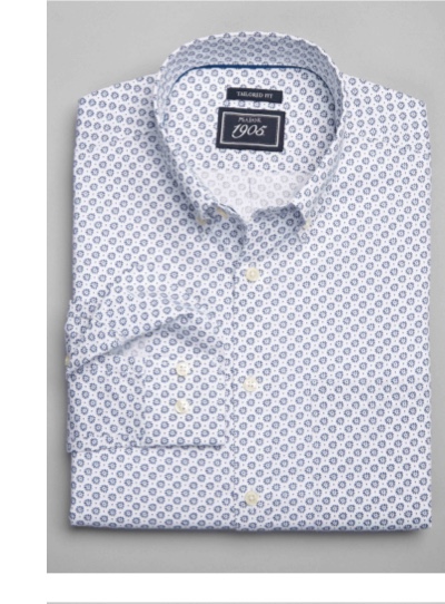 white and blue patterned sportshirt