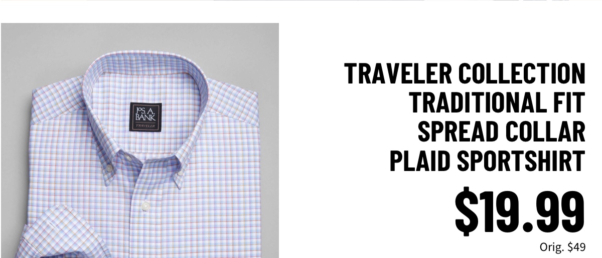 Travel Tech Tailored Fit Plaid Sportshirt