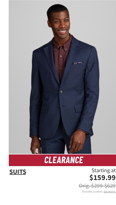 Clearance Suits Starting at $159.99