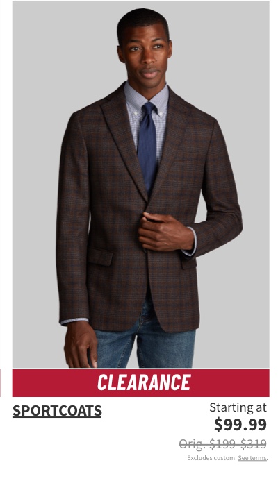 Clearance Sportcoats Starting at $99.99