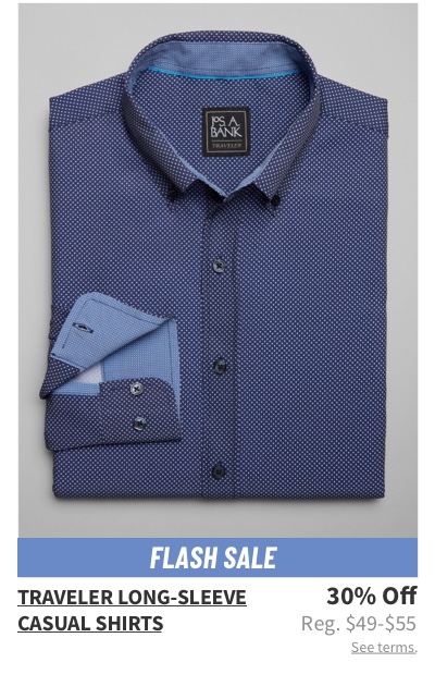 Traveler Long Sleever Casual Shirts 30% off. Regular $49-$55 Sale: 