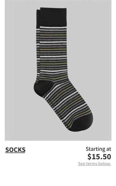 Socks Starting at $15.50 See terms below.