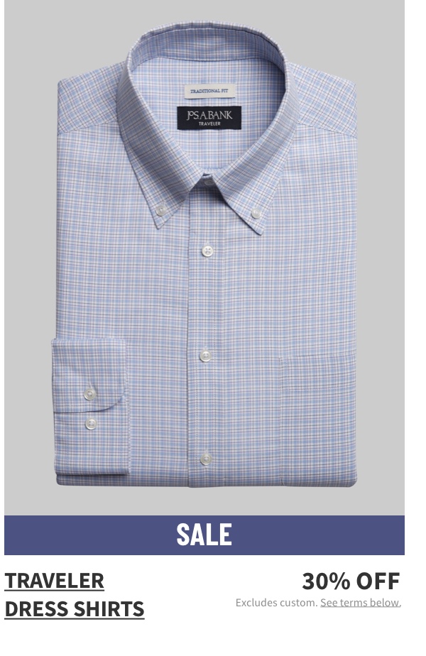 Traveler Dress Shirts 30% off Excludes custom. See terms below.