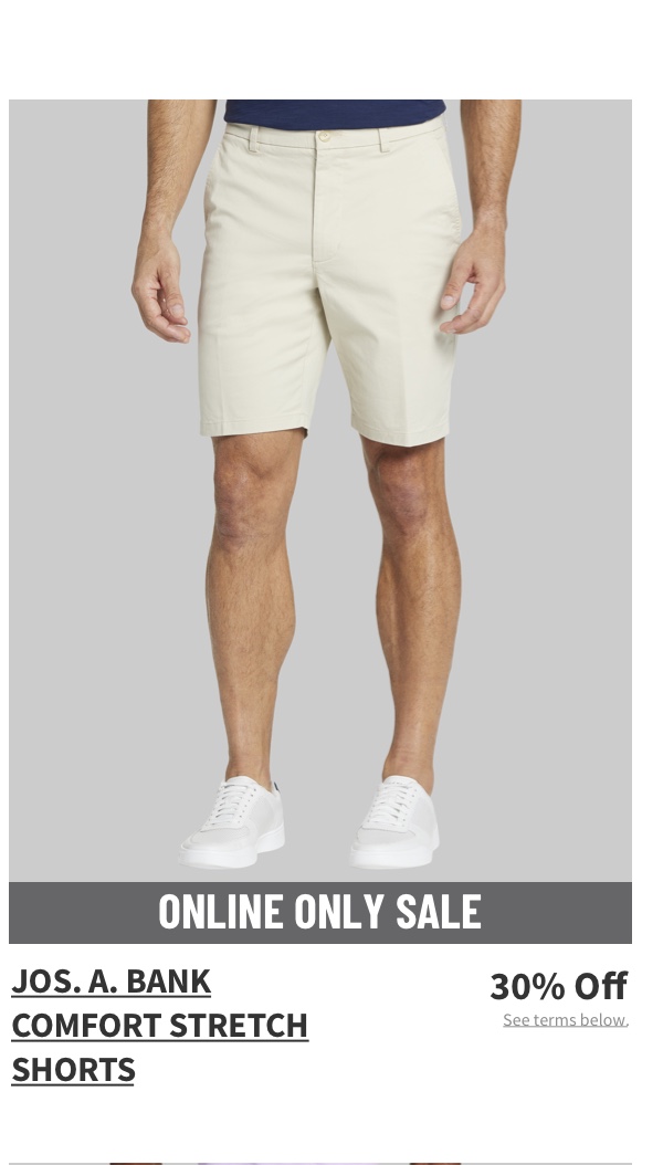 Online Only Jos. A. Bank Comfort Stretch Shorts 30% off See terms below.