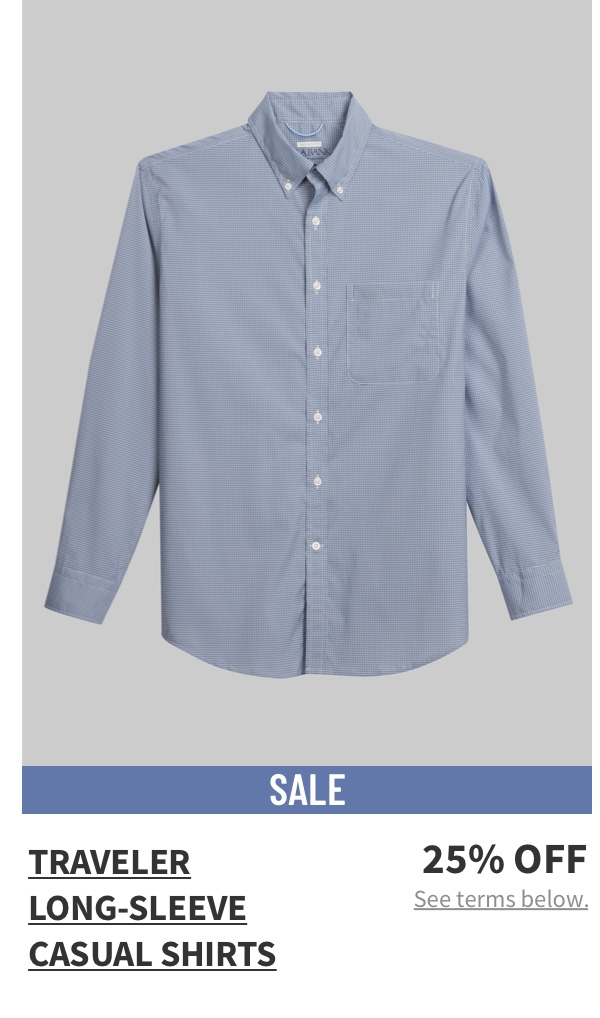 Traveler Long-Sleeve Casual Shirts 25% off See terms below.
