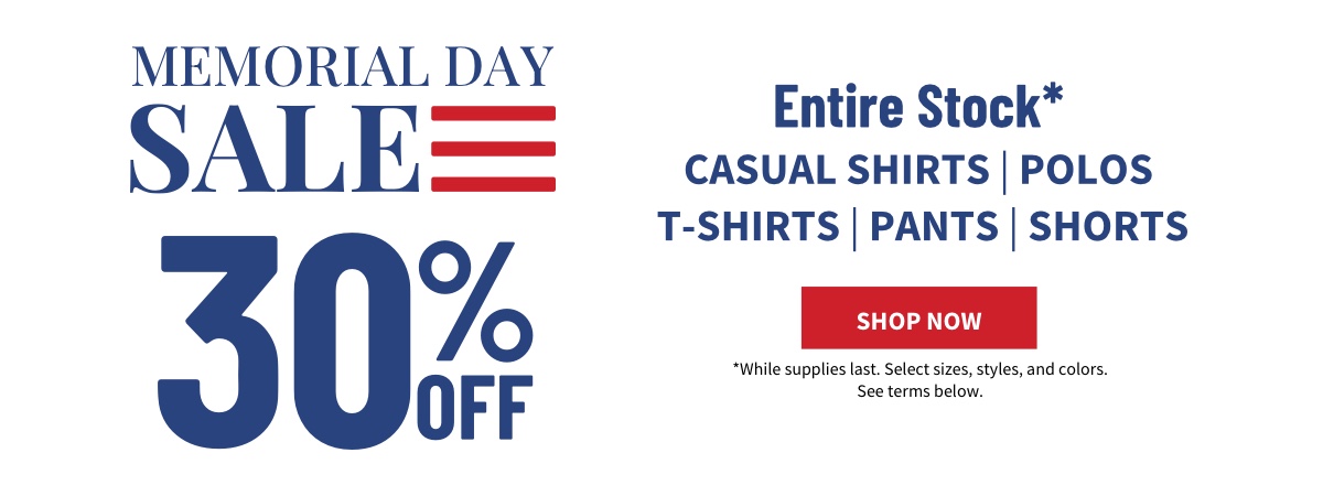 Memorial Day Sale 30% off Entire Stock
