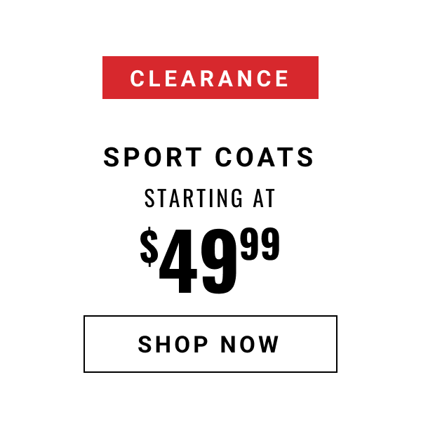 Clearance Sport Coats Starting at $49.99