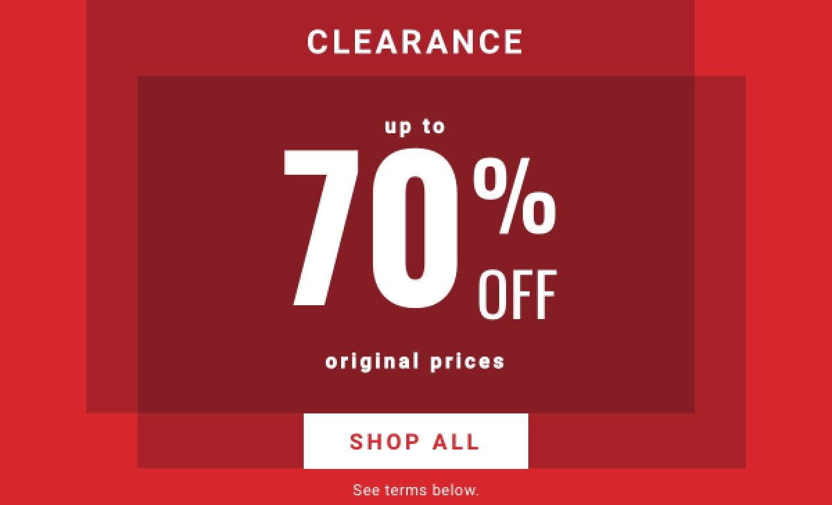 Shop Clearance for up to 70% off original prices