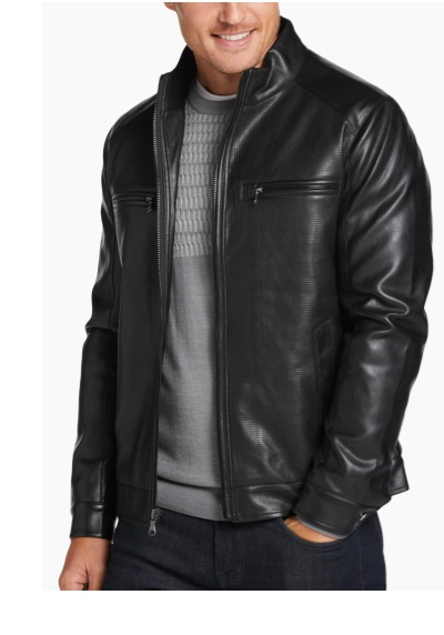 Michael Strahan Modern Fit Faux Leather Bomber