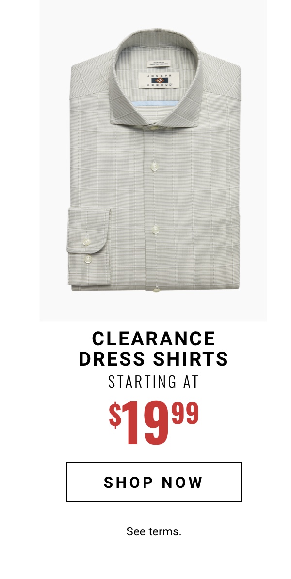 Shop clearance dress shirts starting at 19 99