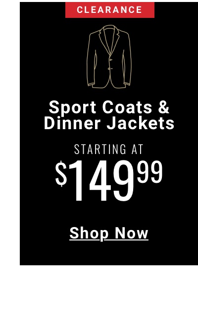 Clearance Sport Coats and Dinner Jackets Starting at 149 99