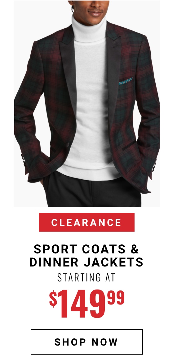 Clearance Sport Coats and Dinner Jackets Starting at 149 99
