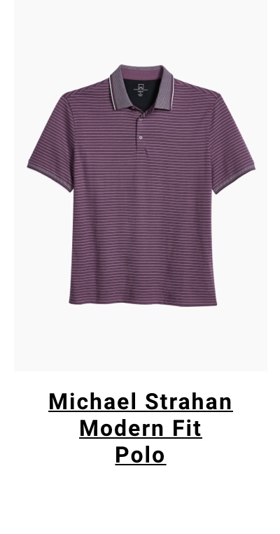 Michael Strahan Modern Fit Stripe Short Sleeve Polo 