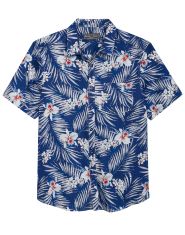 Paisley and Gray Slim Fit Spread Collar Hawaiian Flower Sport Shirt
