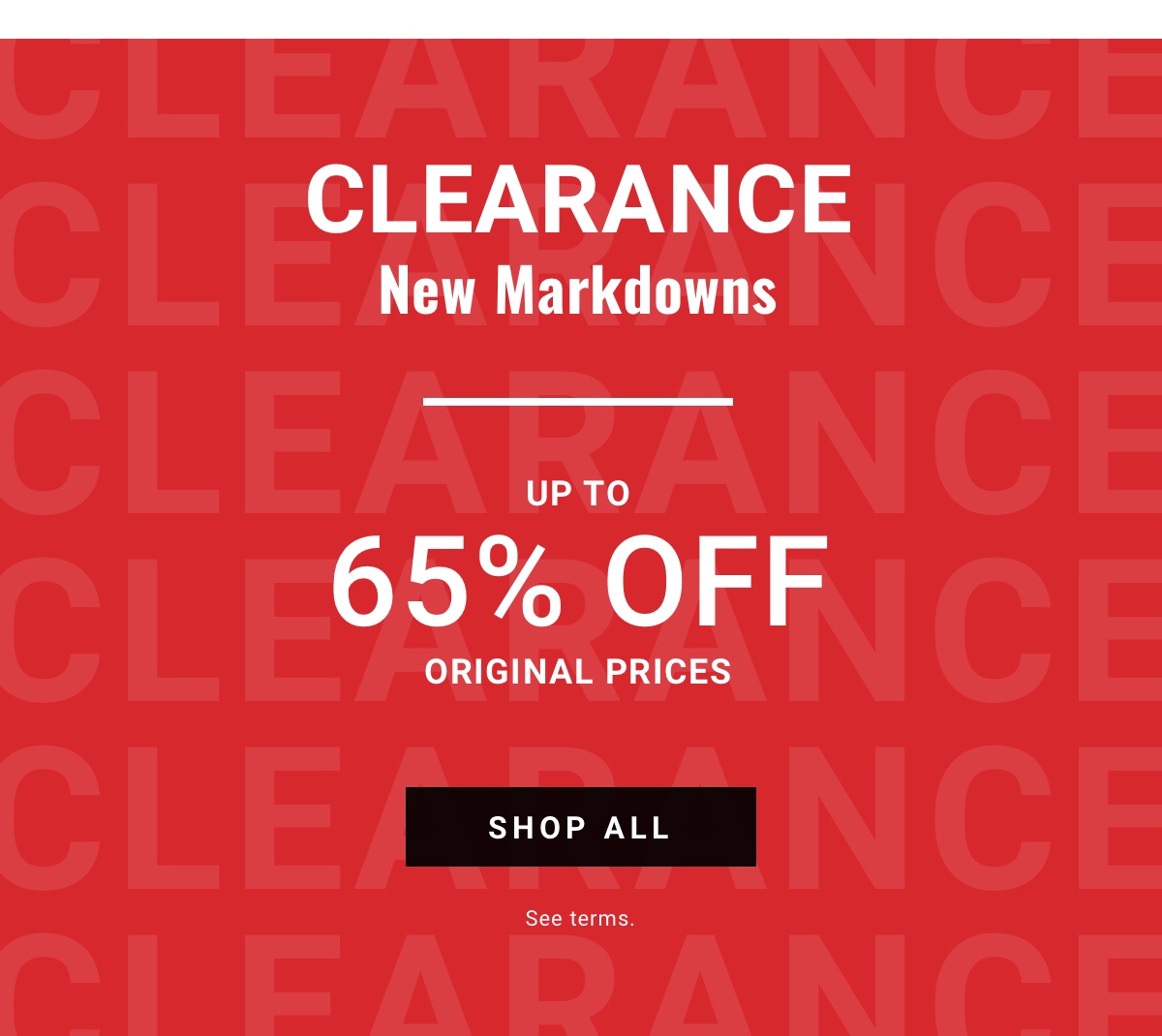 Clearance Up to 65 Percent Off