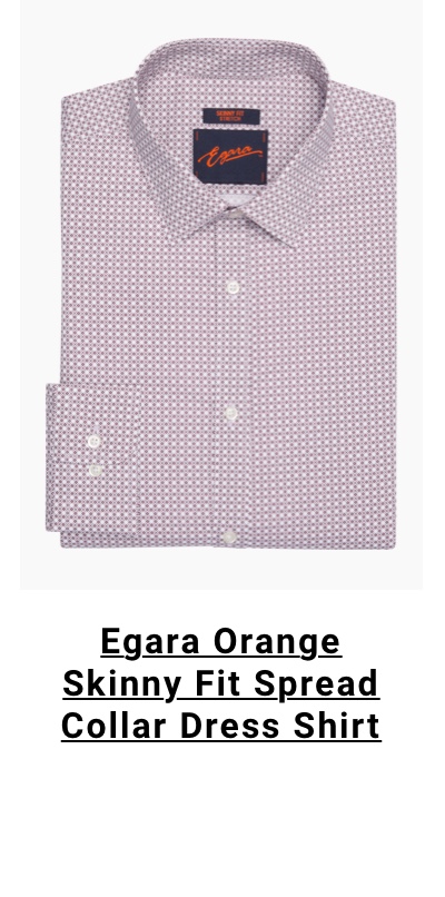 Egara Orange Skinny Fit Spread Collar Dress Shirt