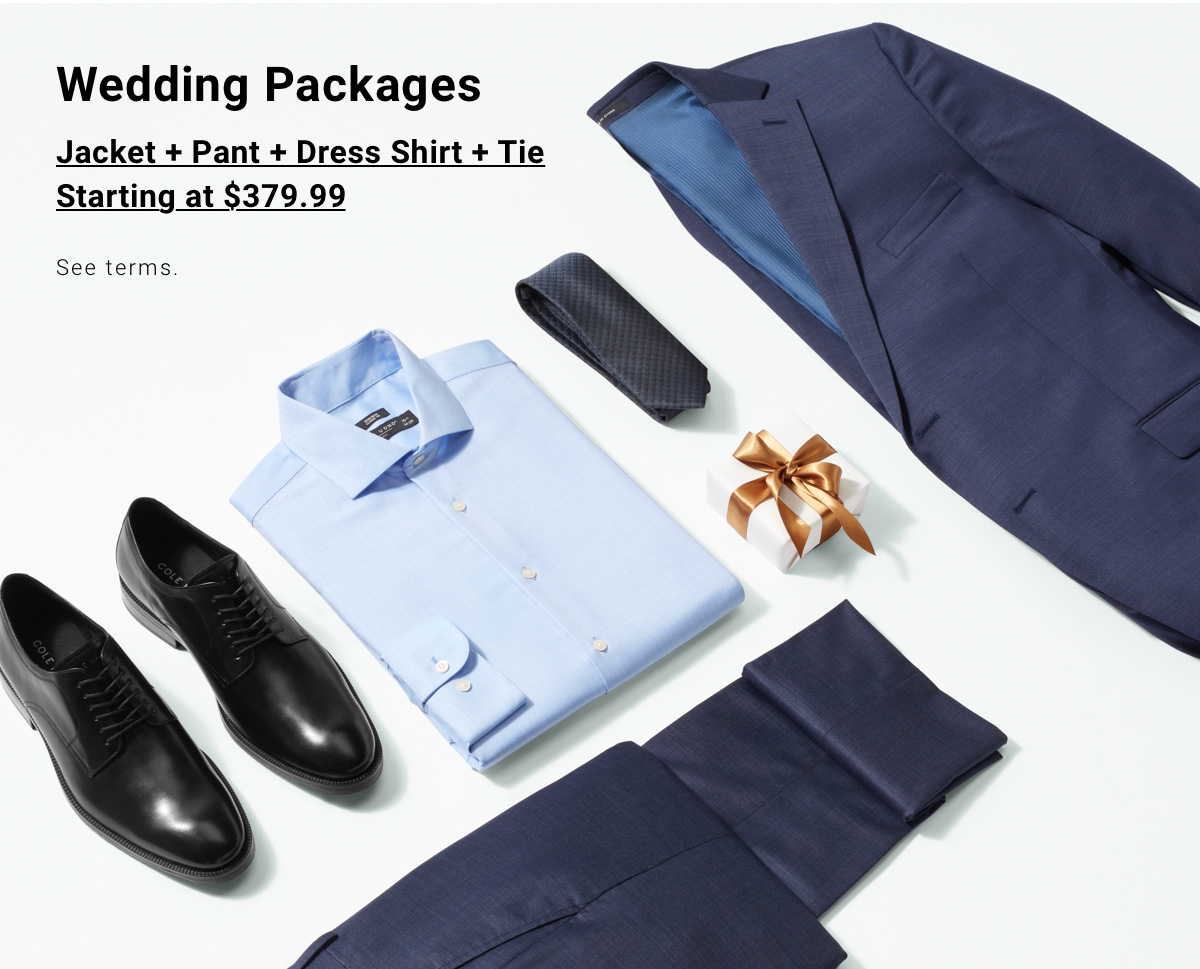 Wedding Packages|Jacket plus Pants plus Dress Shirt plus Tie|Starting at $379.99