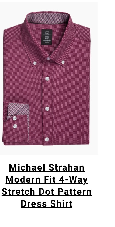 Michael Strahan Modern Fit 4-Way Stretch Dot Pattern Dress Shirt