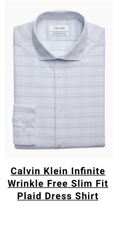Calvin Klein Infinite Wrinkle Free Slim Fit Plaid Dress Shirt
