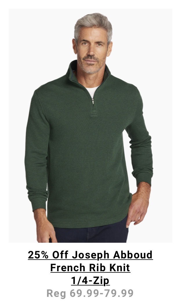 25% Off Joseph Abboud French Rib Knit Quarter Zip Sweater Reg $69.99-$79.99 