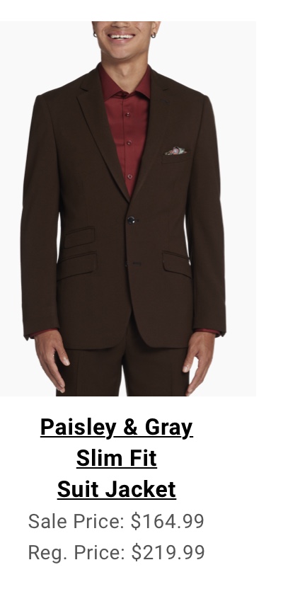 Paisley and Gray Slim Fit Suit Jacket