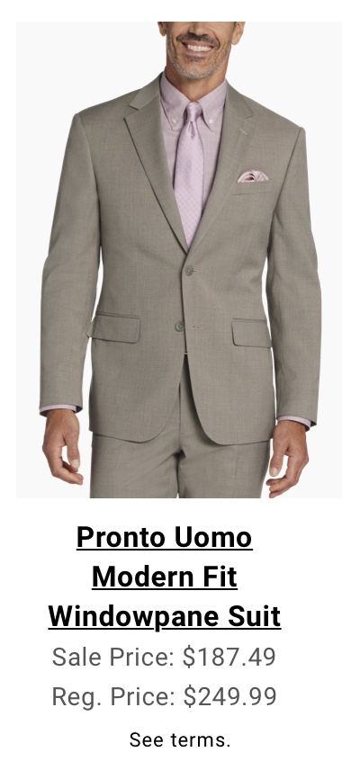 Pronto Uomo Modern Fit Windowpane Suit Sale Price: $187.49 Reg. Price: $249.99