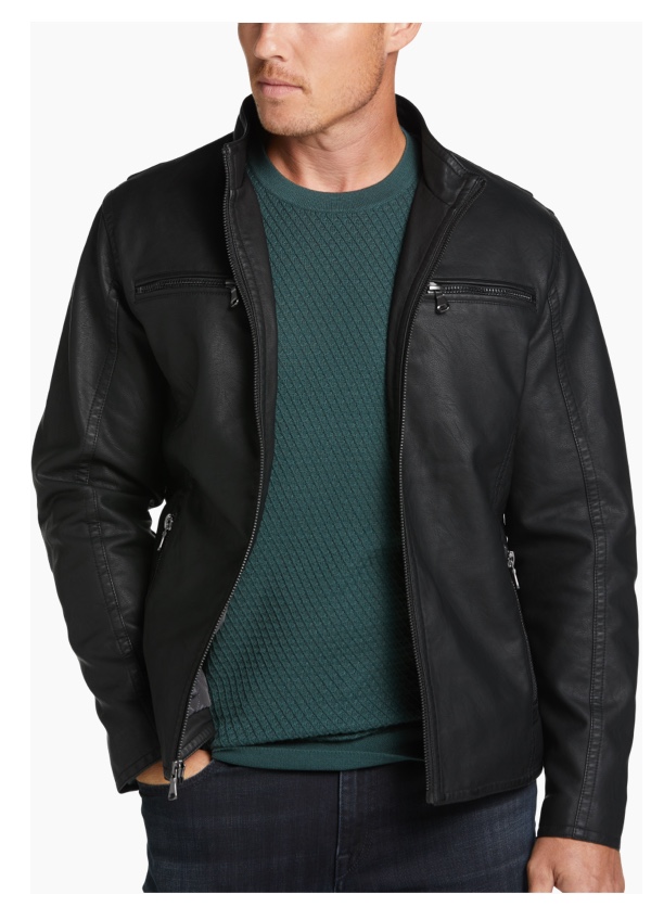 AWEARNESS Kenneth Cole Faux Leather Bomber Jacket