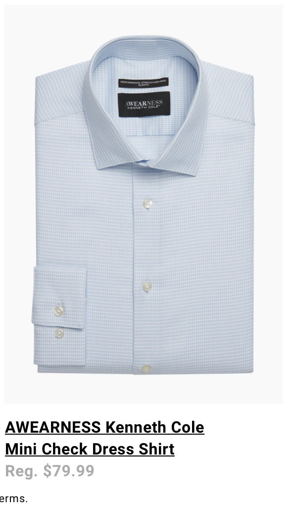 AWEARNESS Kenneth Cole Mini Check Dress Shirt Reg. $79.99