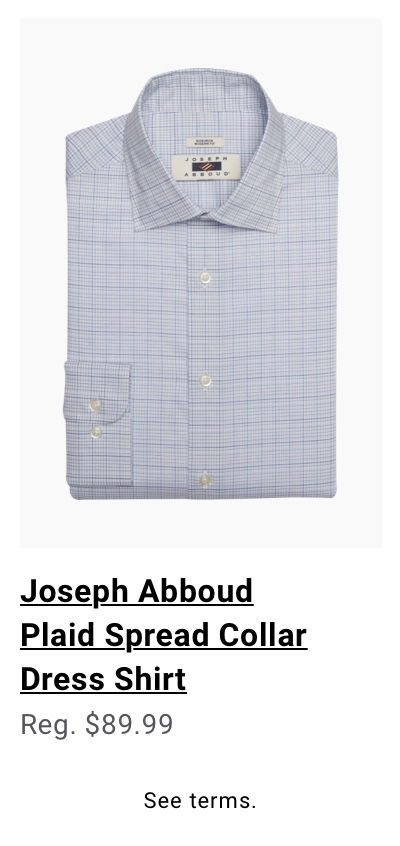 Joseph Abboud Plaid Spread Collar Dress Shirt Reg. $89.99