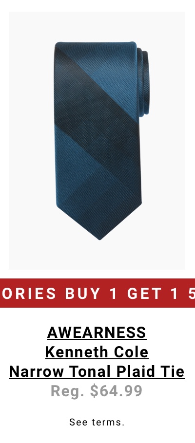 AWEARNESS Kenneth Cole Narrow Tonal Plaid Tie Reg. $64.99