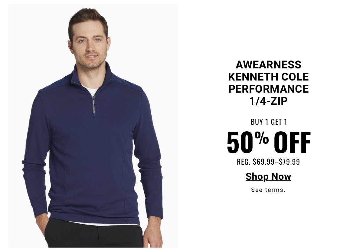 AWEARNESS Kenneth Cole Performance 1/4-Zip Buy 1 Get 1 50% Off Reg. $69.99-$79.99