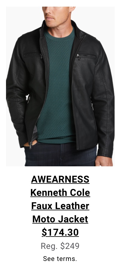 AWEARNESS Kenneth Cole Faux Leather Moto Jacket $174.30 Reg. $249