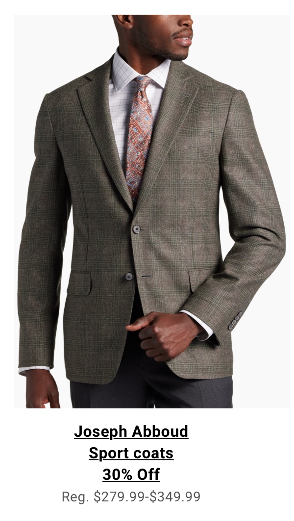 Joseph Abboud Sport Coats 30% Off Reg. $279.99-$349.99