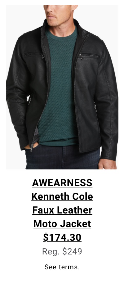 AWEARNESS Kenneth Cole Faux Leather Moto Jacket $174.30 Reg. $249