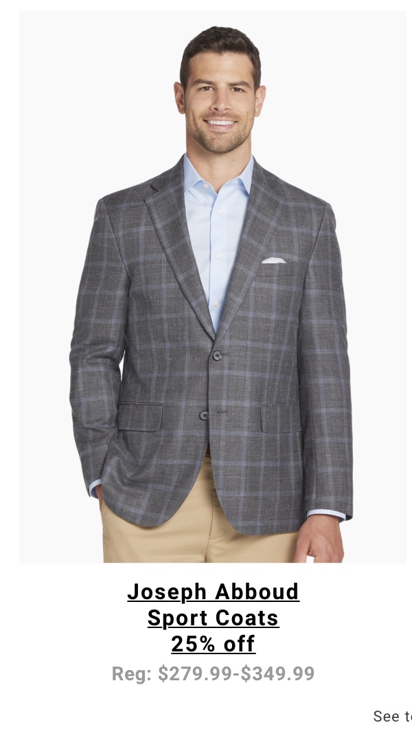  Joseph Abboud Sport Coats 25% Off Reg: $279.99-$349.99