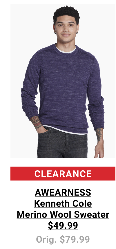 AWEARNESS Kenneth Cole Merino Wool Crewneck Sweater $49.99 Orig. $79.99