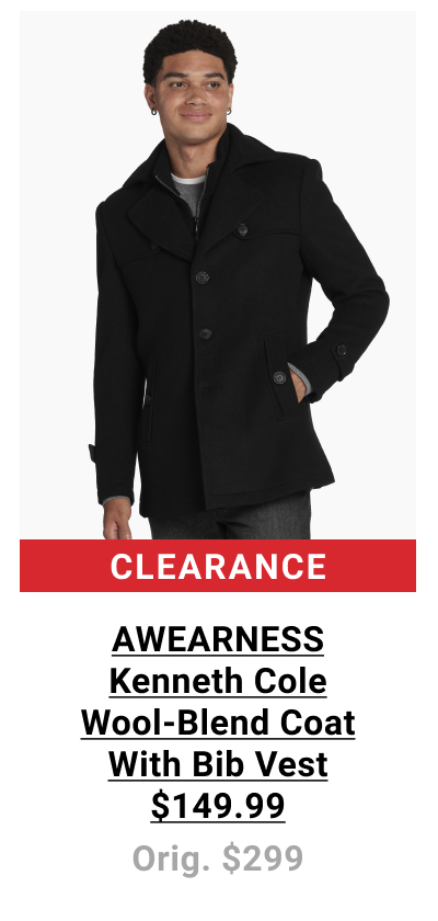 AWEARNESS Kenneth Cole | Wool-Blend Coat With Bib Vest | $149.99 | Orig. $299