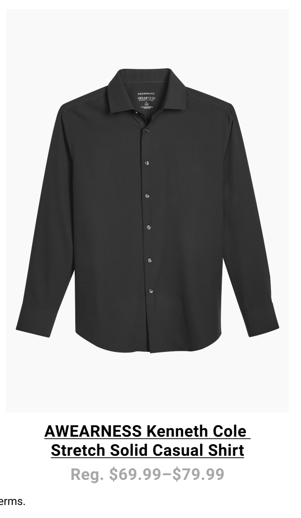 AWEARNESS Kenneth Cole | Stretch Solid Casual Shirt | Reg. $69.99-$79.99