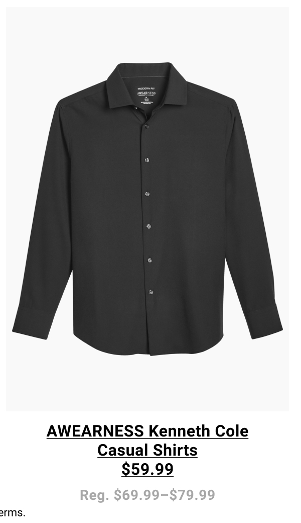 AWEARNESS Kenneth Cole Casual Shirts $59.99 Reg. $69.99-$79.99